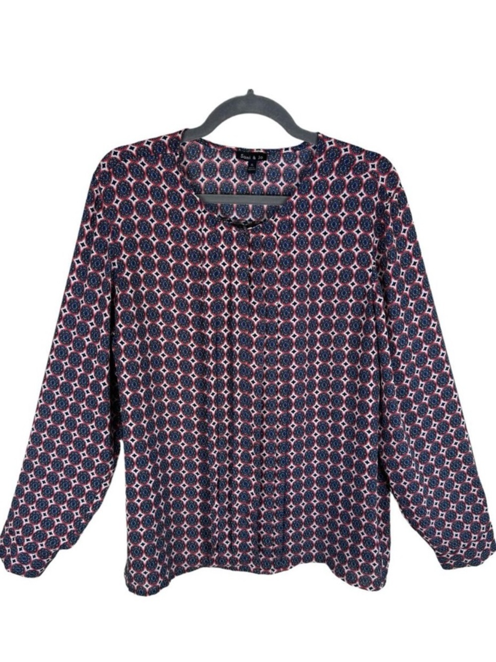 Sami & Jo Multicolor Long Sleeve Pleated Lightweight Pullover Blouse Size‎ XL